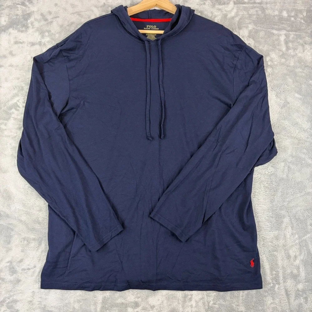 Polo Ralph Lauren Supreme Comfort Hoodie XL Navy Blue Long Sleeve Cotton T-Shirt